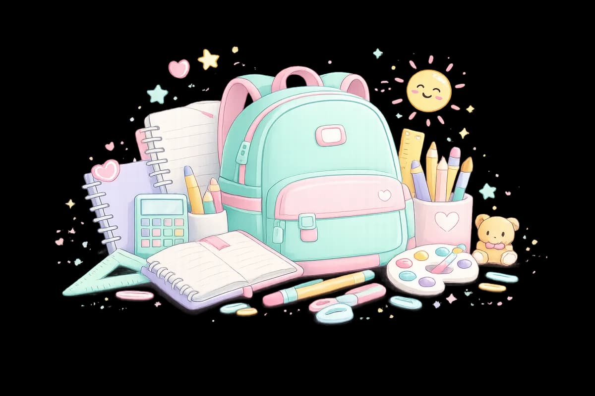 Mochila y útiles escolares, técnicos y artísticos